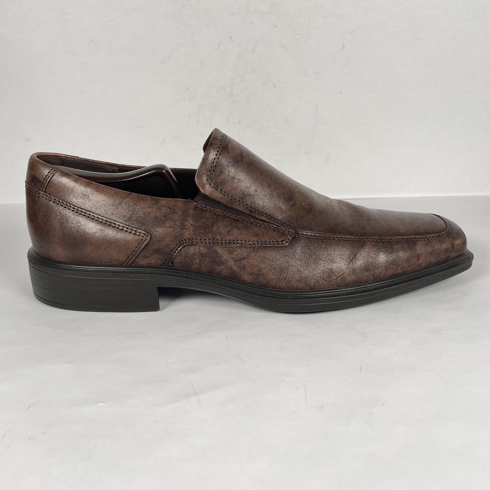 Ecco Loafers Mens Size 10 Brown Leather Slip On Casual Comfort Dress Shoes